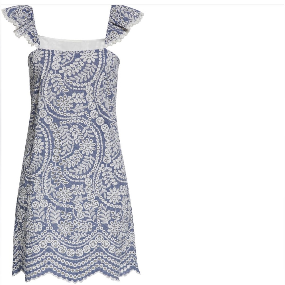 Alice and Olivia Honor Flutter Sleeve Cotton Eyelet Dress